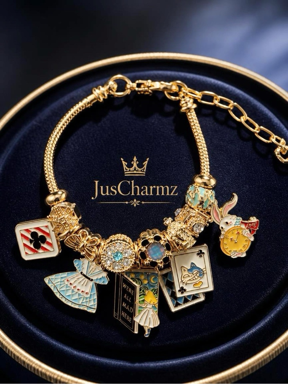 Gold Wonderland Charm Bracelet - Gold Multicolor Enamel